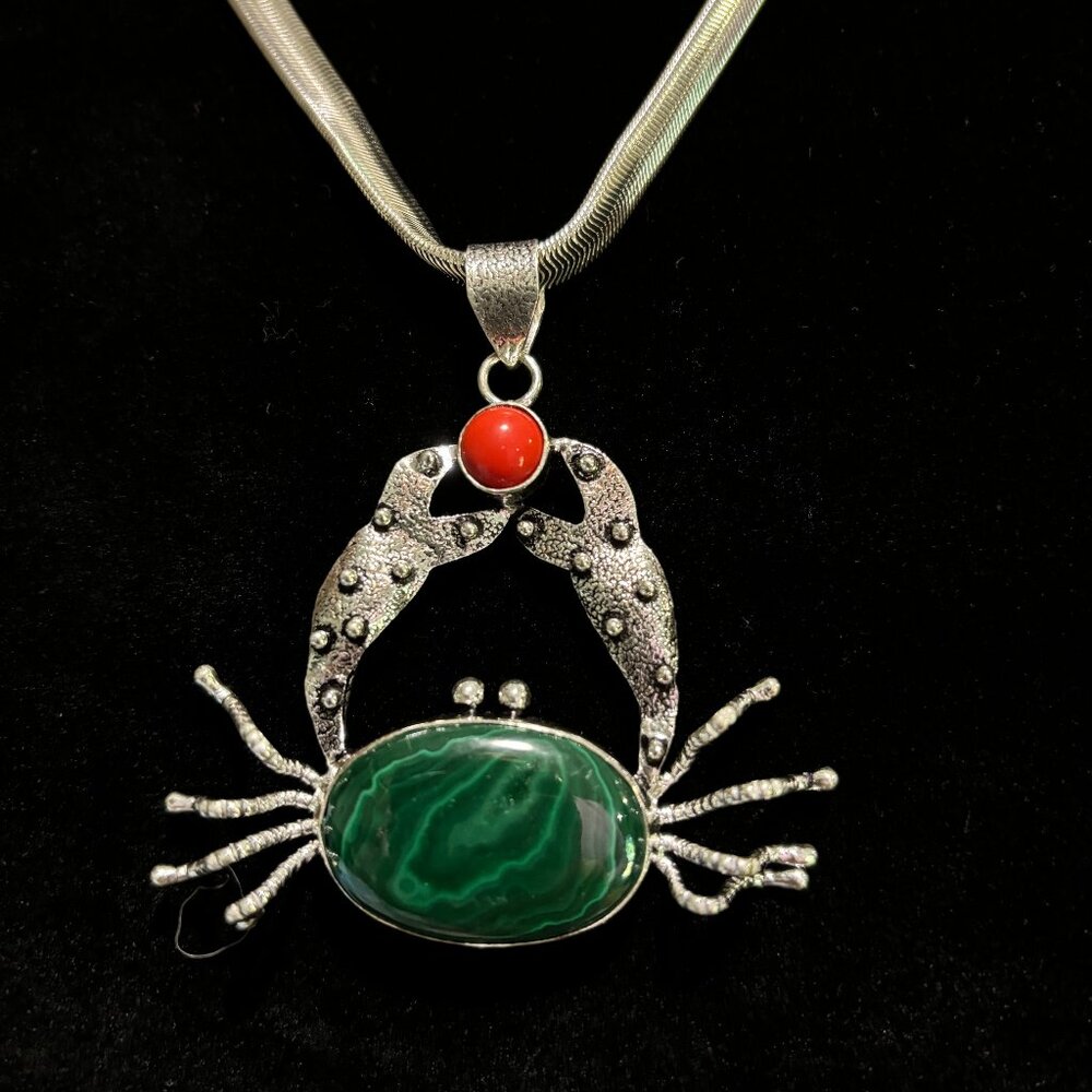 Malachite and Coral Crab Necklace, I just love this necklace!